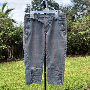 JNBY JIANGNANBUYI Designer Low Rise Plaid Chinese Streetwear Capri Pants Size S